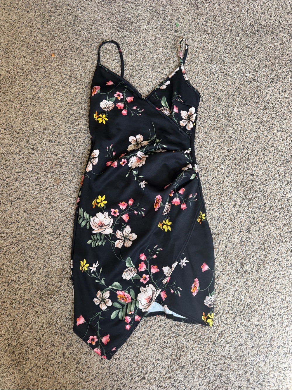 Charlotte Russe Black Floral Wrap Midi Dress